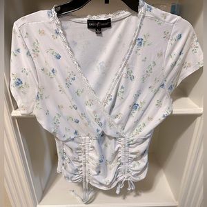 White Crop top with flower detail